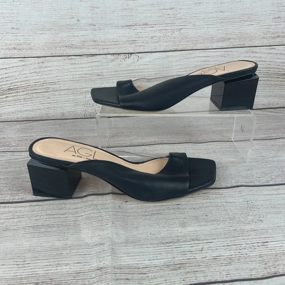AGL Angie Womens EU 36.5 US 6.5 Slip On Cube Heels Black Heather